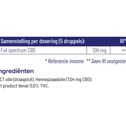 CBD Olie 5% Full Spectrum 10 ml Speciale Bestanddelen