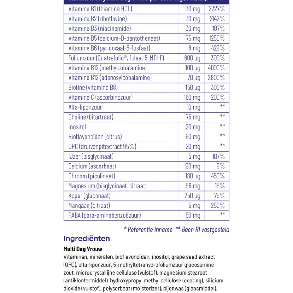 Multi Dag Vrouw 30 tabletten^Vitakruid Hot