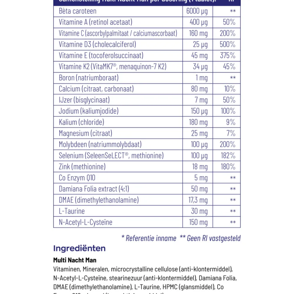 Online Multi Nacht Man 30 tabletten Vitaminen Man