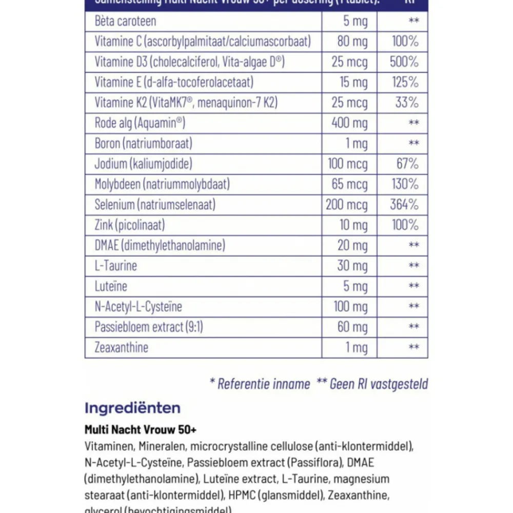 Vitaminen Vrouw<Vitakruid Multi Nacht Vrouw 50+ 30 tabletten