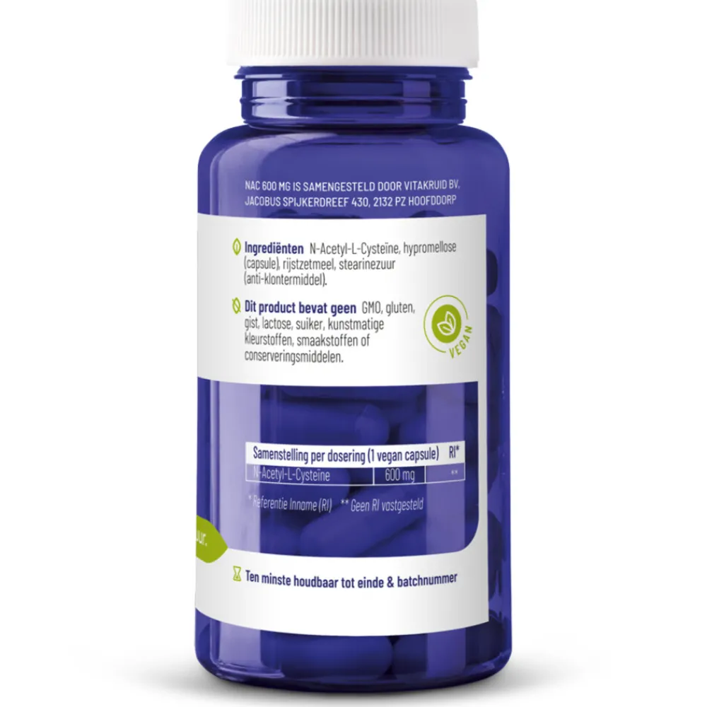 Speciale Bestanddelen<Vitakruid Nac 600 mg N-Acetyl-L-Cysteïne 60 vegacapsules