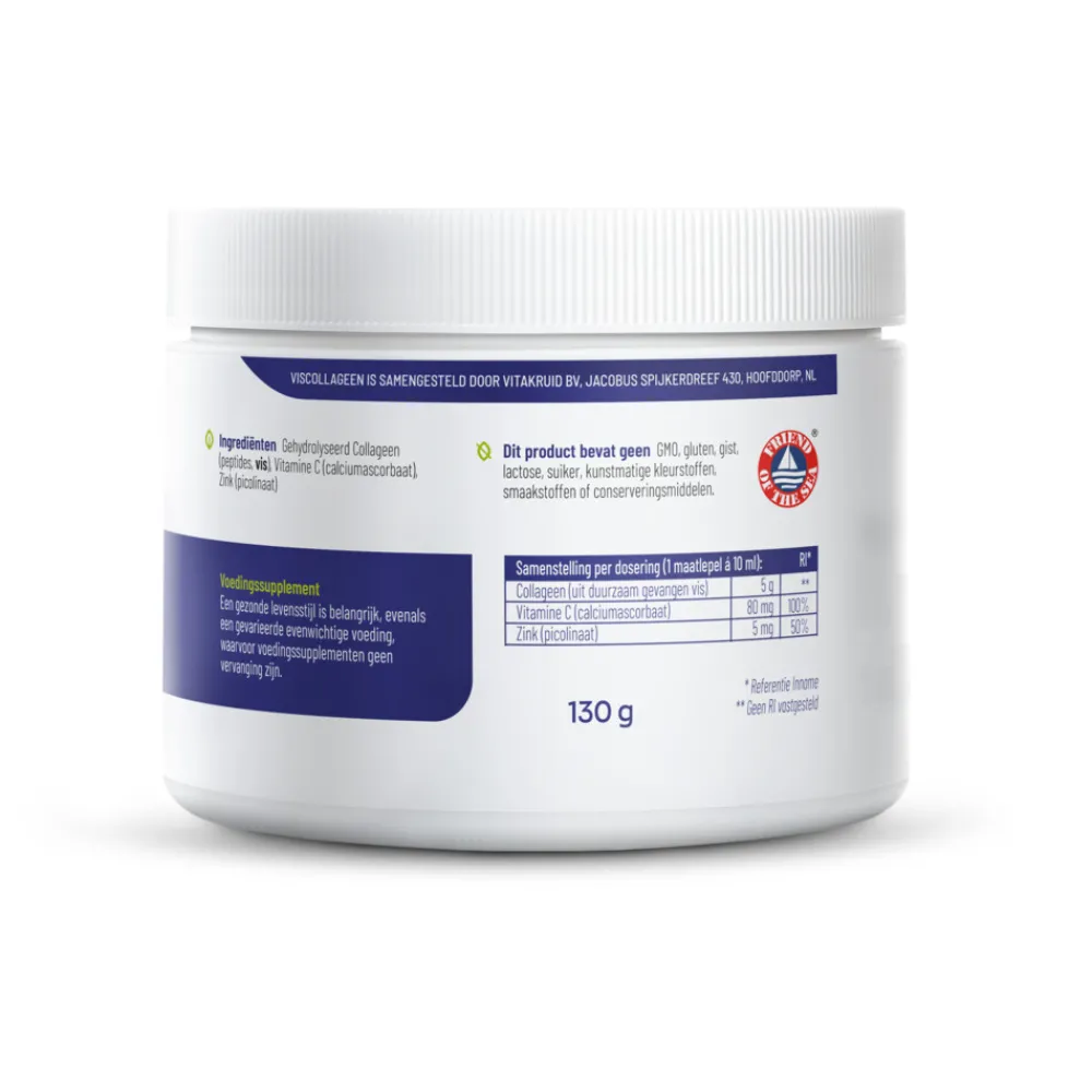 Mineralen<Vitakruid Pure Viscollageen Poeder Met C en Zink 130 gr