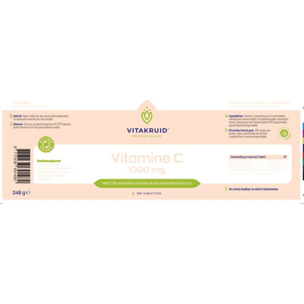 Vitaminen<Vitakruid Vitamine C 1000 mg 180 tabletten