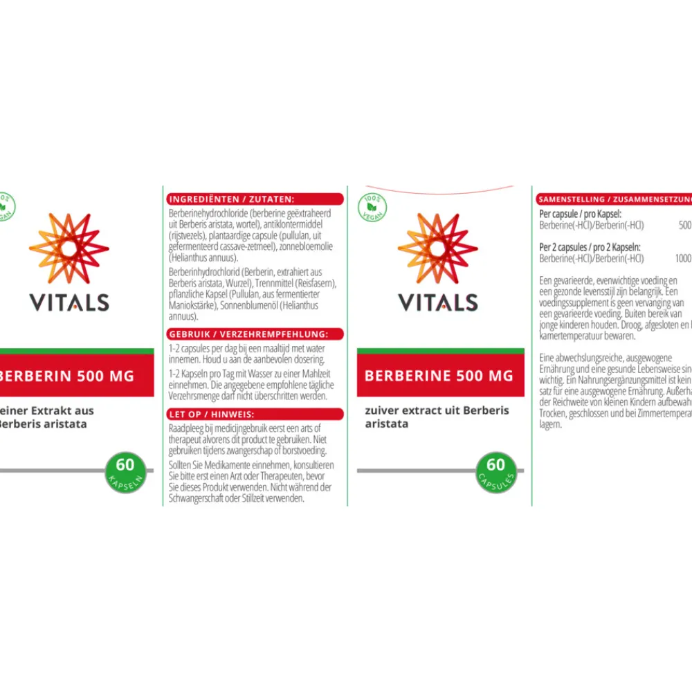Outlet Berberine 500 mg 60 capsules Hart, Bloed & Cholesterol