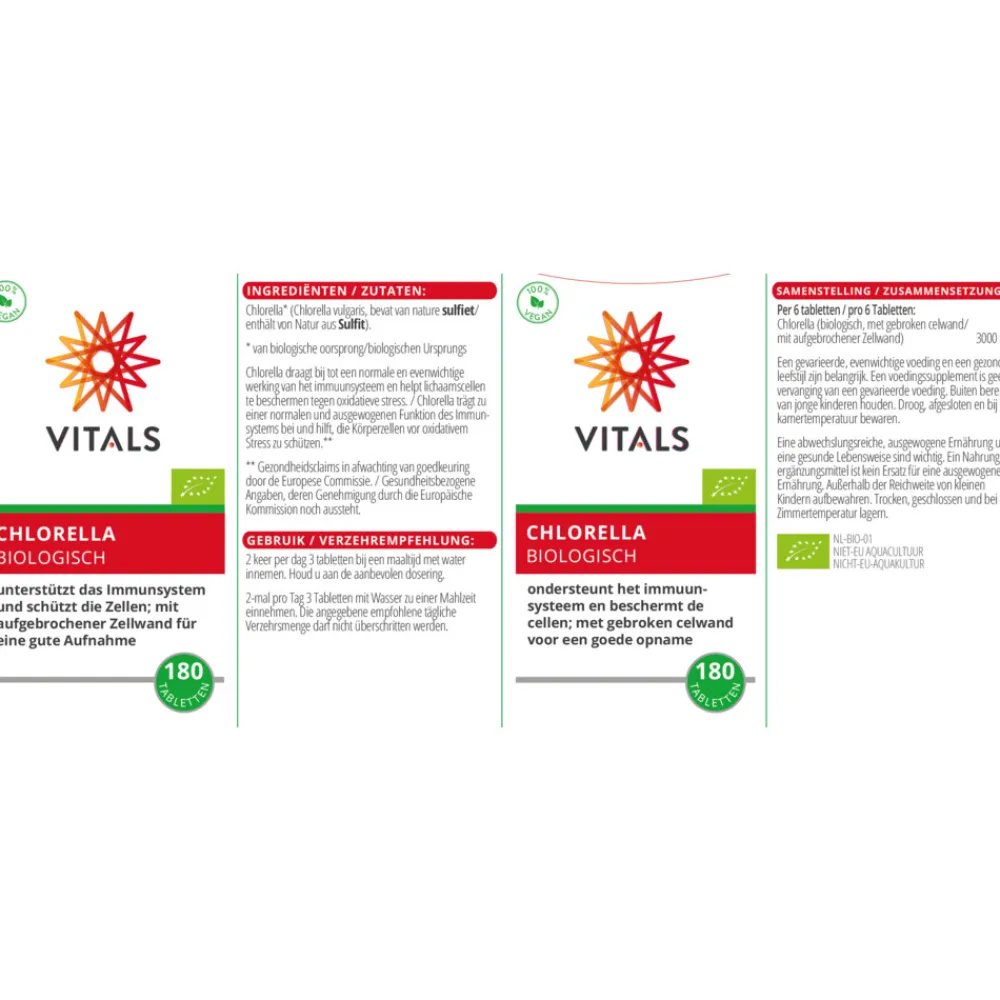 Chlorella Biologisch 180 tabletten Weerstand & Energie