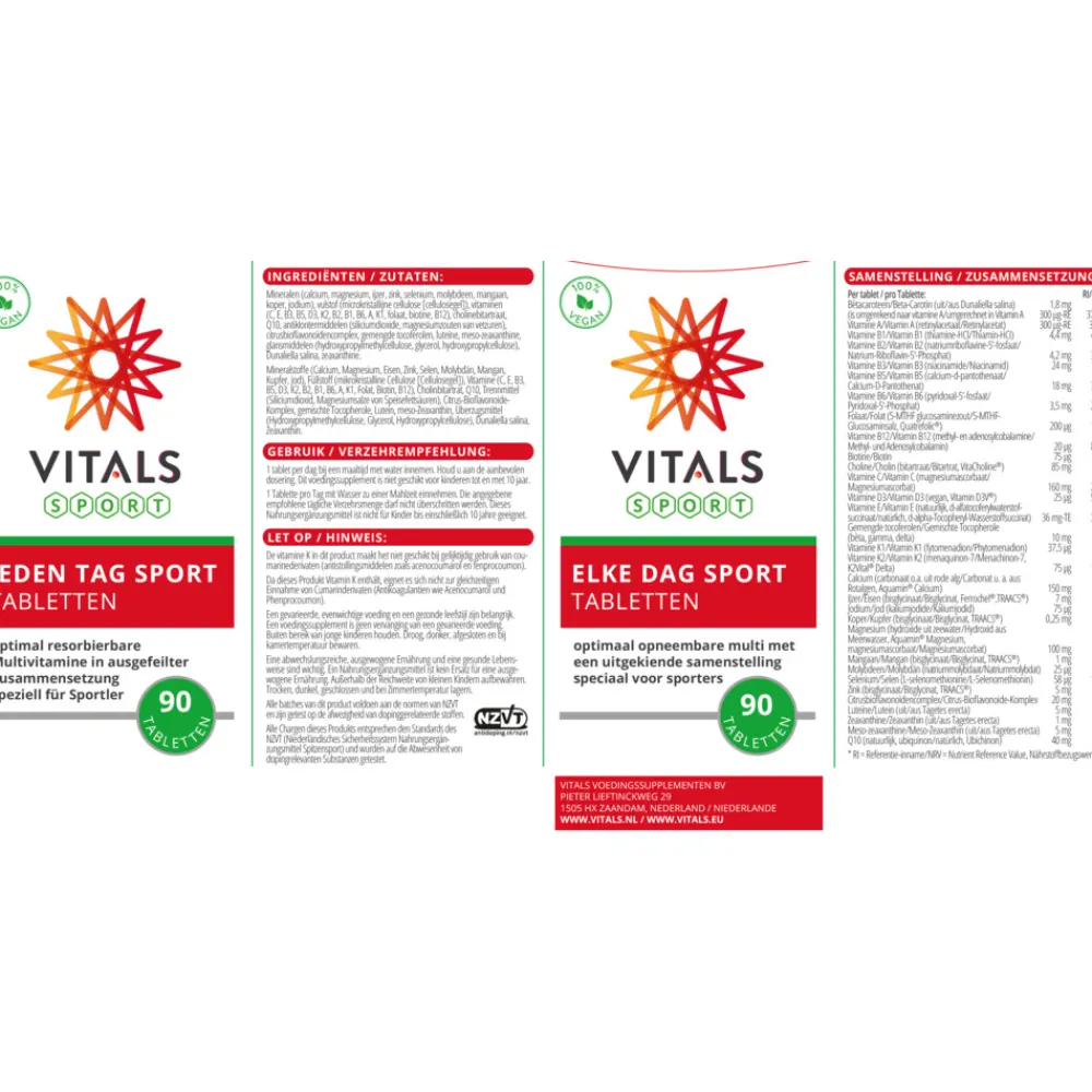 Multi Vitaminen En Mineralen<Vitals Elke Dag Sport 90 tabletten