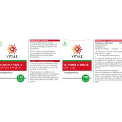 Vitaminen<Vitals Vitamine A Retinylpalmitaat 4000ie 100 softgels