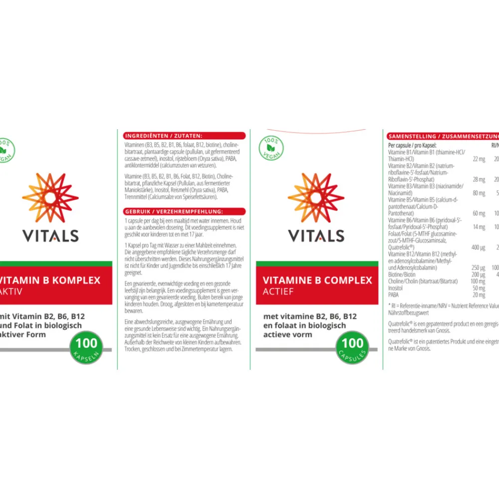 Vitamine B Complex Actief 100 capsules^Vitals Hot