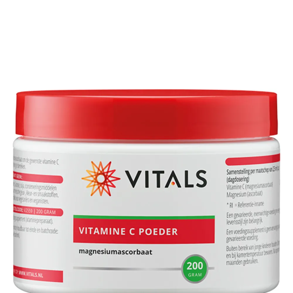 Vitaminen<Vitals Vitamine C Poeder Magnesium Ascorbaat 200 gr