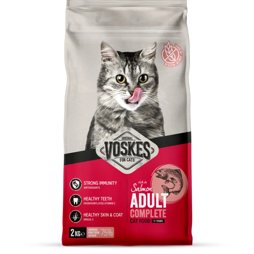 Kattenvoer<Voskes Kattenbrokken Adult Zalm 2 kg