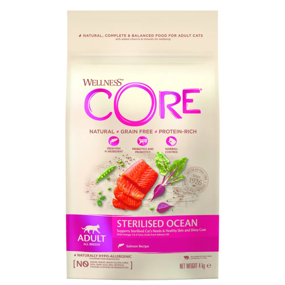 Kattenvoer<Wellness Core Kattenvoer Sterilised Zalm 4 kg