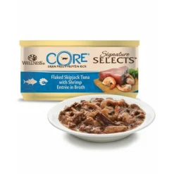 Kattenvoer<Wellness Core Kattenvoer Signature Selects Flaked Tonijn - Garnaal 79 gr