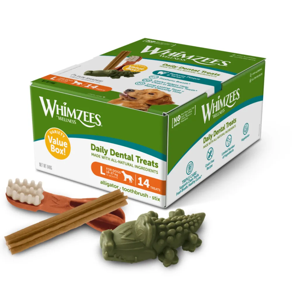 Snacks<Whimzees Variety Voordeelverpakking Large 14 stuks