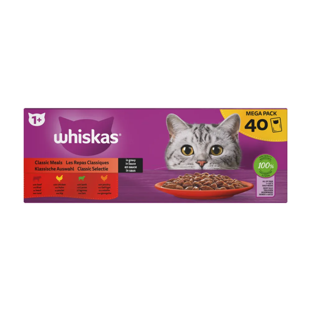 Hot 1+ Classic Kattenvoer natvoer Selectie in Saus 40 x 85 gr Kattenvoer