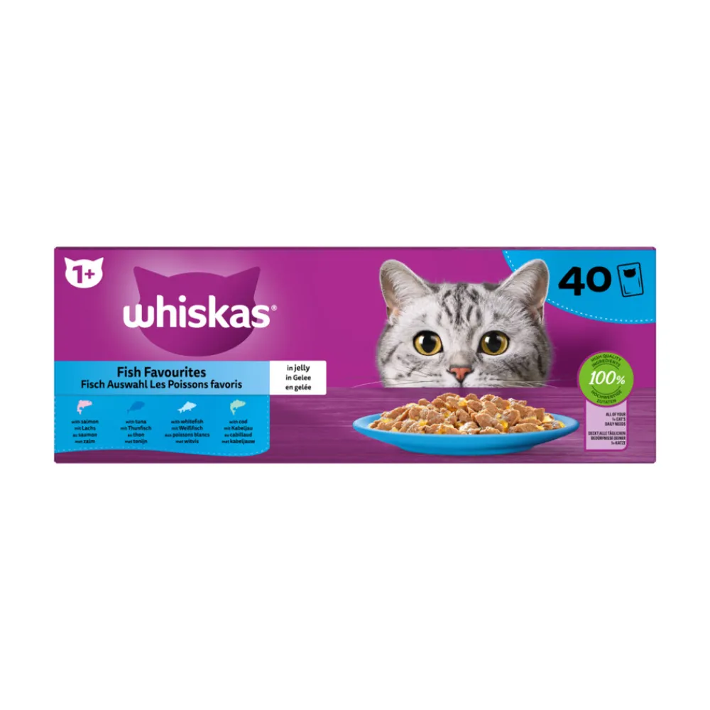 1+ Kattenvoer Natvoer Vis Selectie in Gelei 40 x 85 gr^Whiskas Sale