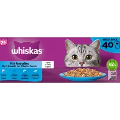 Kattenvoer<Whiskas 7+ Senior Kattenvoer Natvoer Vis Selectie in Gelei 40 x 85 gr