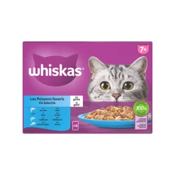 7+ Vis Selectie in Gelei Maaltijdzakjes Multipack 12 x 85 gr^Whiskas Hot