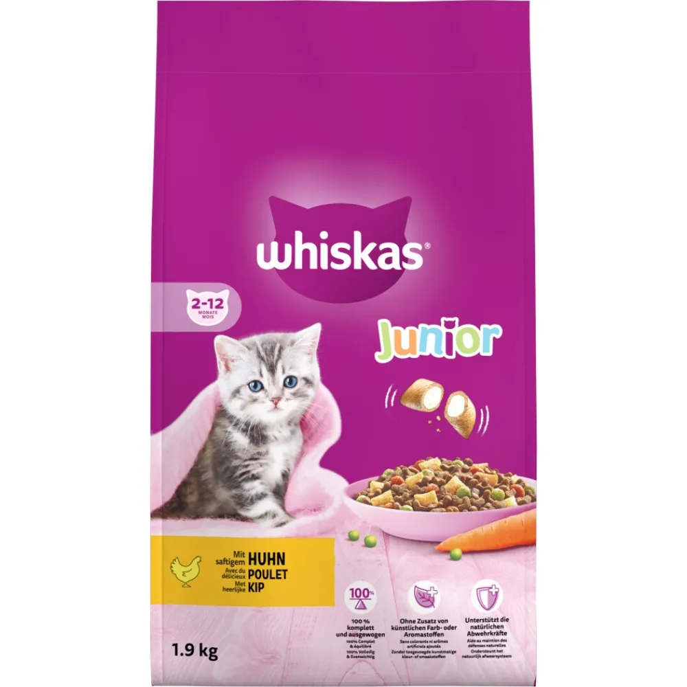 Kattenvoer<Whiskas Junior Kattenbrokken Kip 1,9 kg