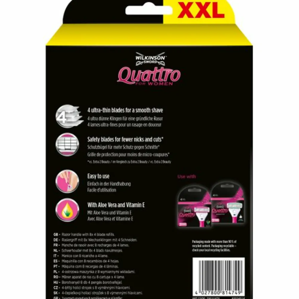 Discount Quattro for Women Scheermes XXL Voordeelverpakking 8 stuks Heren Scheren & Ontharen
