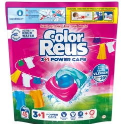 Discount Color Reus Wasmiddelcapsules 3+1 Power Caps Gekleurde Was 45 stuks Wasmiddel