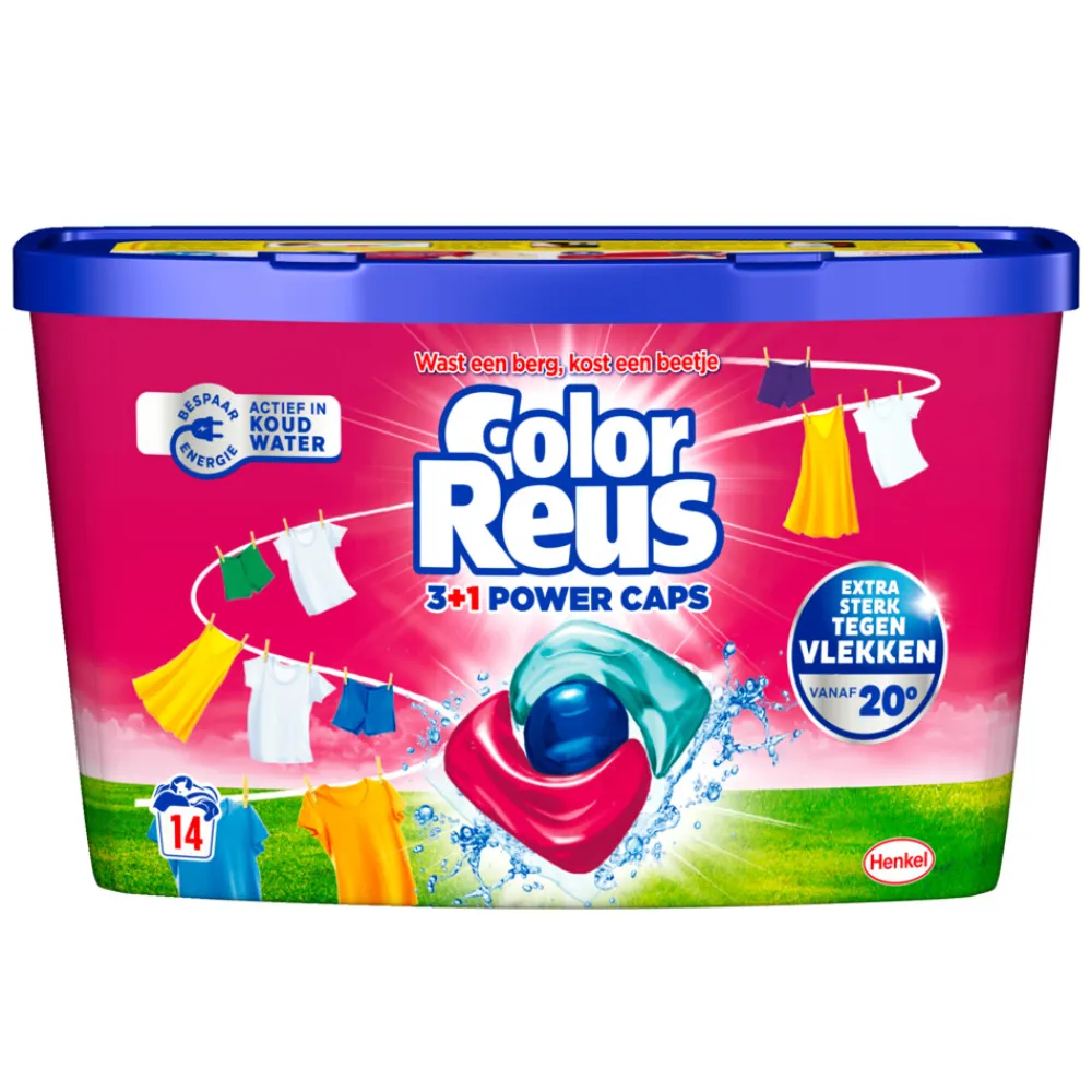 Wasmiddel Color Reus 3+1 Power Caps 14 stuks Wasmiddel