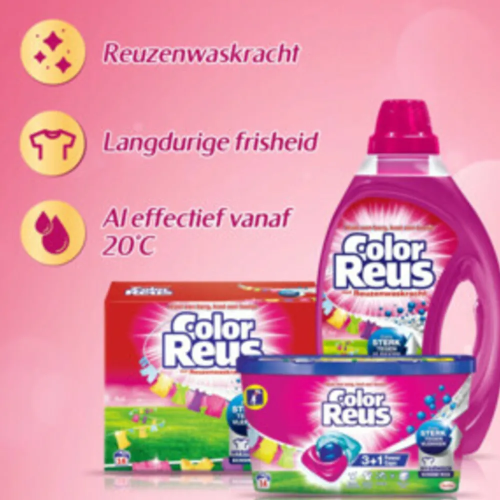 Wasmiddel Color Reus 3+1 Power Caps 14 stuks Wasmiddel