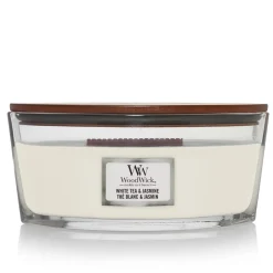 Kaarsen|Geurkaarsen<WoodWick Geurkaars Ellipse White Tea & Jasmine 454 gr