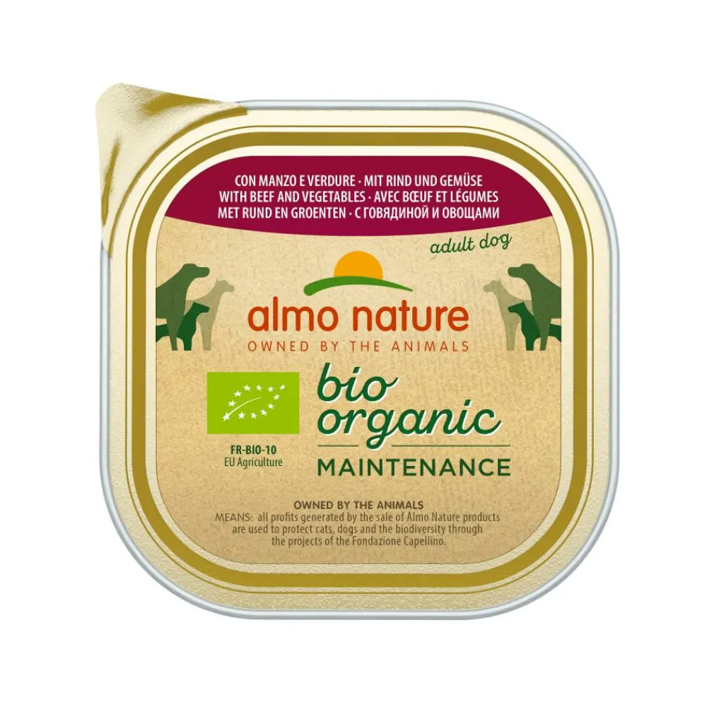 Hondenvoer<Almo Nature 9x Bio Organic Maintenance Hondenvoer Rund & Groenten 300 gr