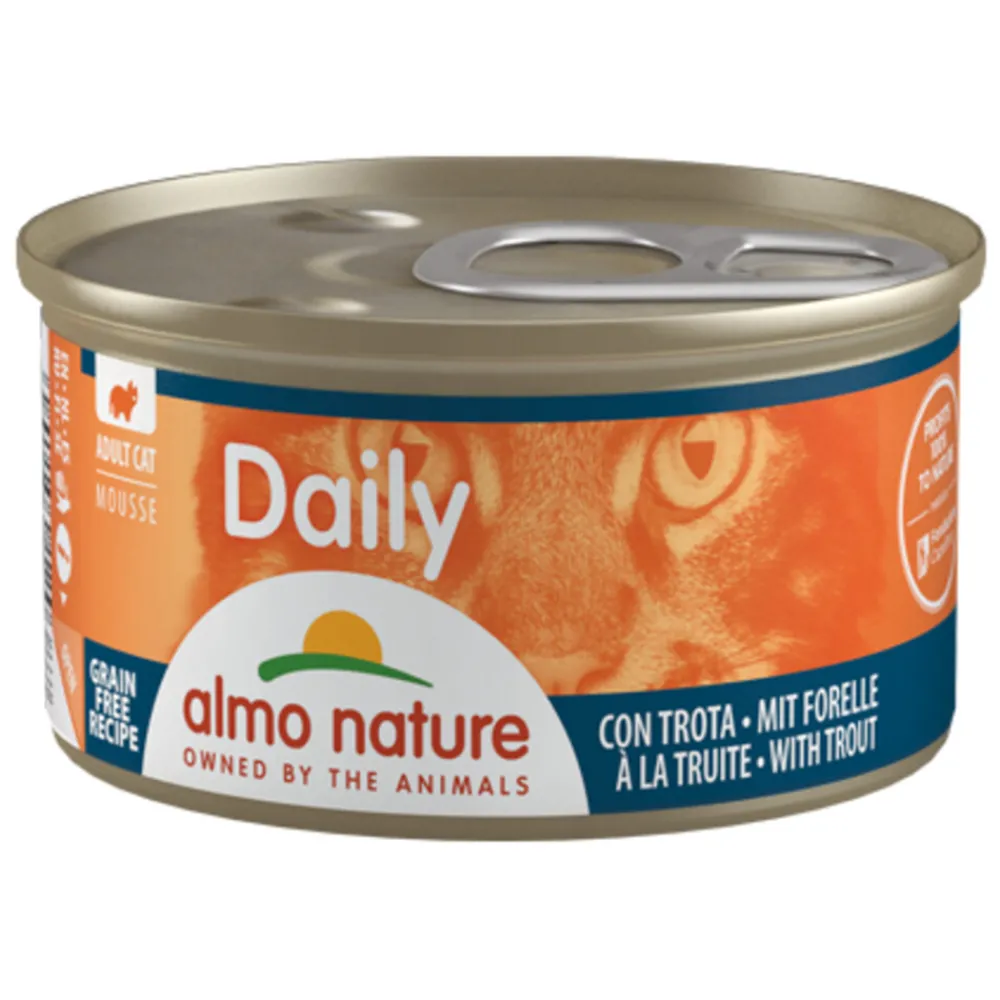 Kattenvoer<Almo Nature 24x Daily Menu Mousse Kattenvoer Nat Forel 85 gr