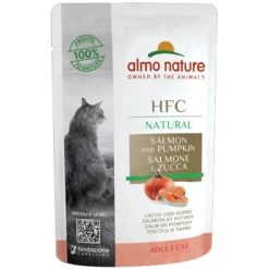 Kattenvoer<Almo Nature 24x HFC Natural Kattenvoer Nat Maaltijdzakje Zalm & Pompoen 55 gr