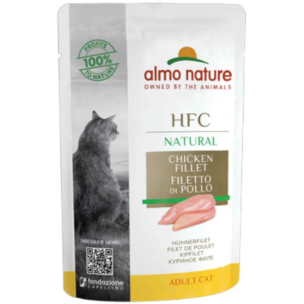 24x HFC Natural Kattenvoer Nat Maaltijdzakje Kipfilet 55 gr^Almo Nature Discount