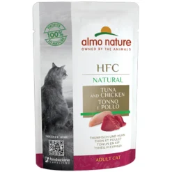 Kattenvoer<Almo Nature 24x HFC Natural Kattenvoer Nat Maaltijdzakje Tonijn & Kip 55 gr