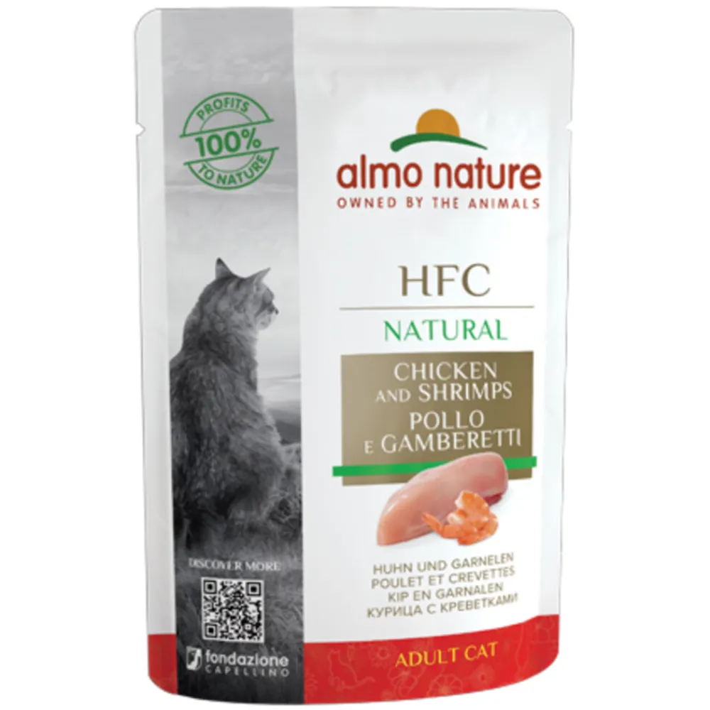 24x HFC Natural Kattenvoer Nat Maaltijdzakje Kip & Garnaal 55 gr^Almo Nature Outlet
