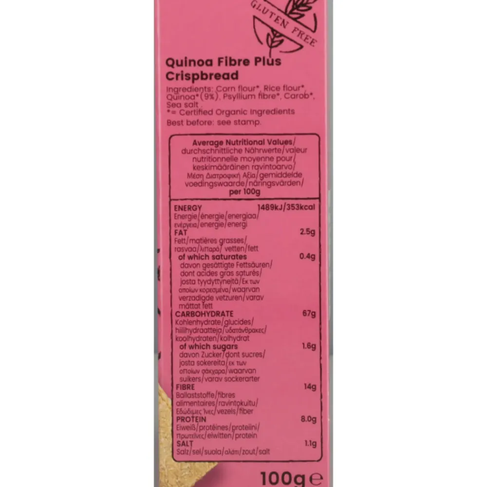 Outlet 3x Quinoa Crispbread Biologisch en Glutenvrij 100 gr Brood & Crackers