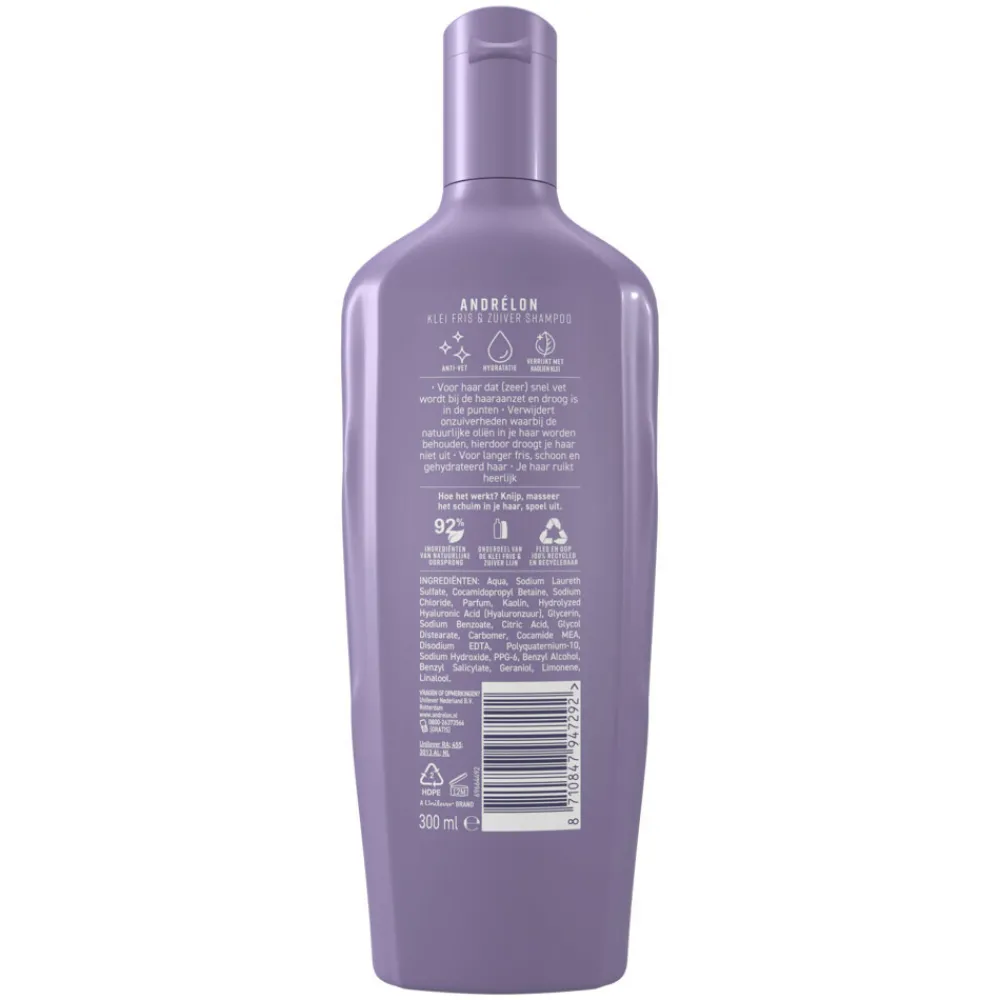 6x Shampoo Klei Fris & Zuiver 300 ml^Andrélon Sale