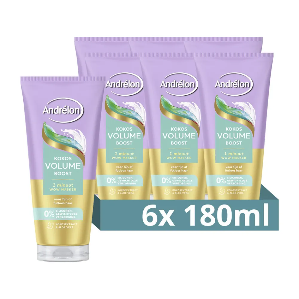 Haarmasker<Andrélon 6x WOW Masker Kokos Volume Boost 180 ml