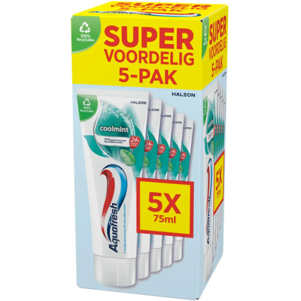 Spoelen & Poetsen<Aquafresh 3x 5-pack Tandpasta Coolmint 5 x 75 ml