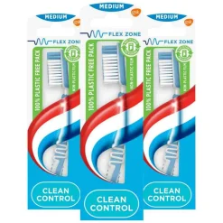 3x Tandenborstel Clean Control Medium^Aquafresh Hot