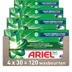Wasmiddel<Ariel 4x 3in1 Wasmiddel Pods Original 30 stuks