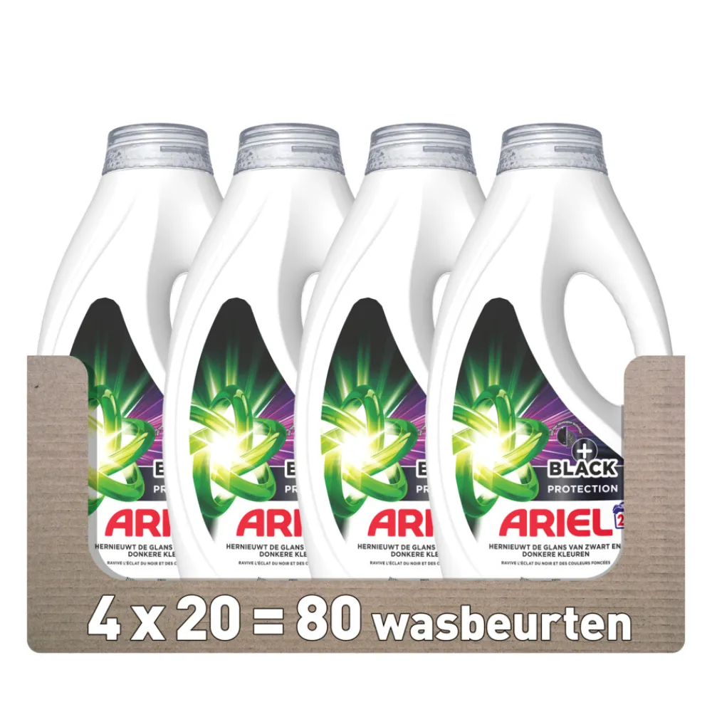 Wasmiddel<Ariel 4x Vloeibaar Wasmiddel +Revita Black 20 Wasbeurten 900 ml