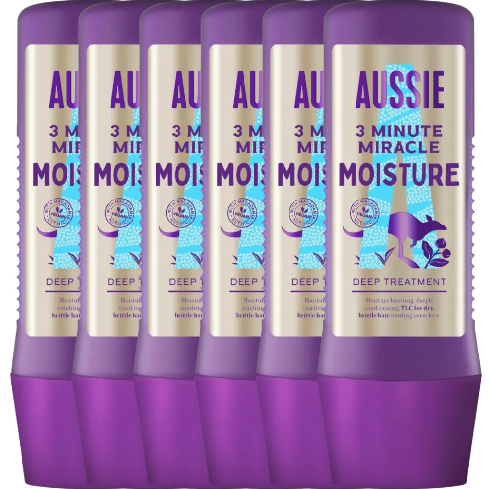 6x Haarmasker 3 Minute Miracle Moisture Intensieve Vegan Haarverzorging 225 ml^Aussie Discount
