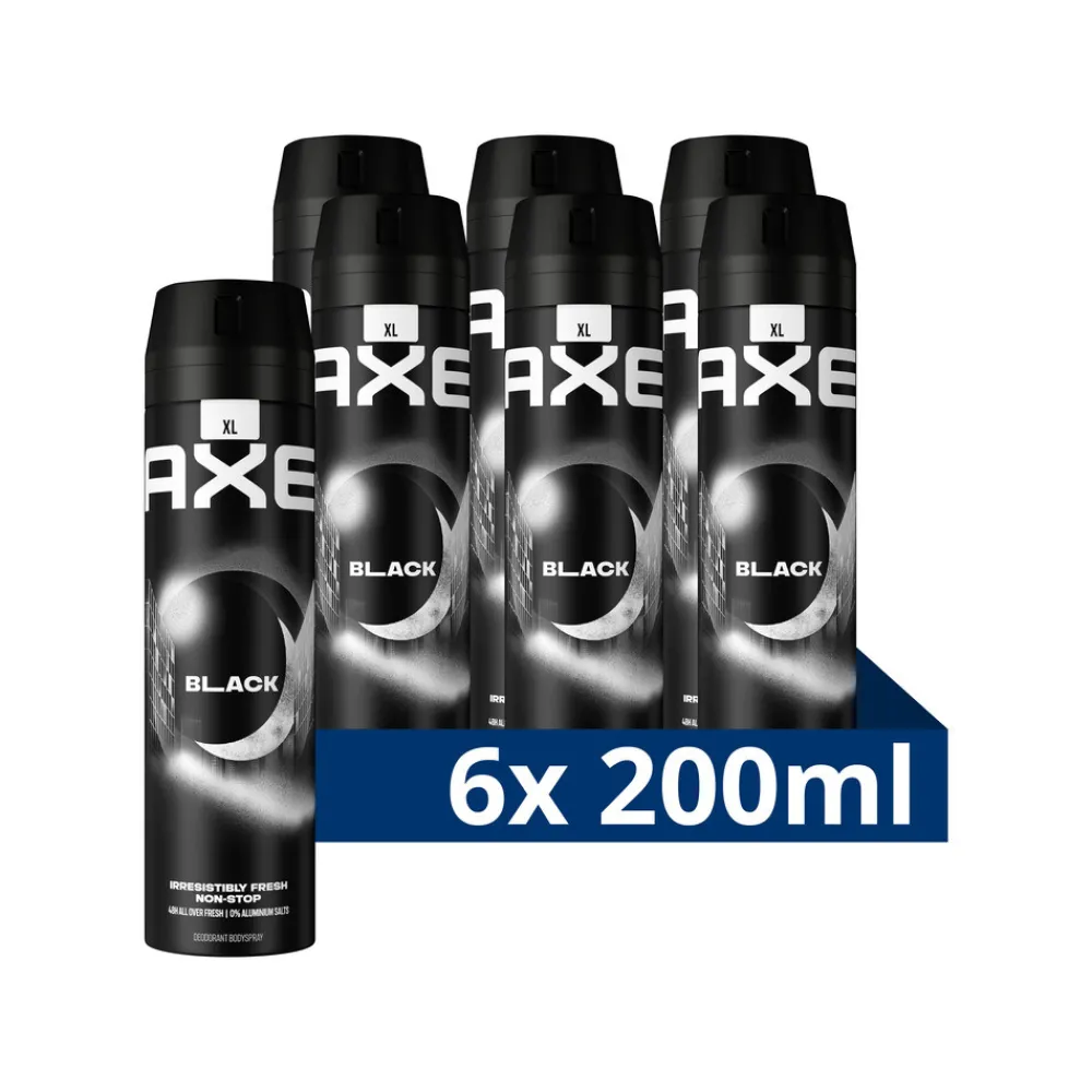 6x Deodorant Bodyspray Black 200 ml Deodorant