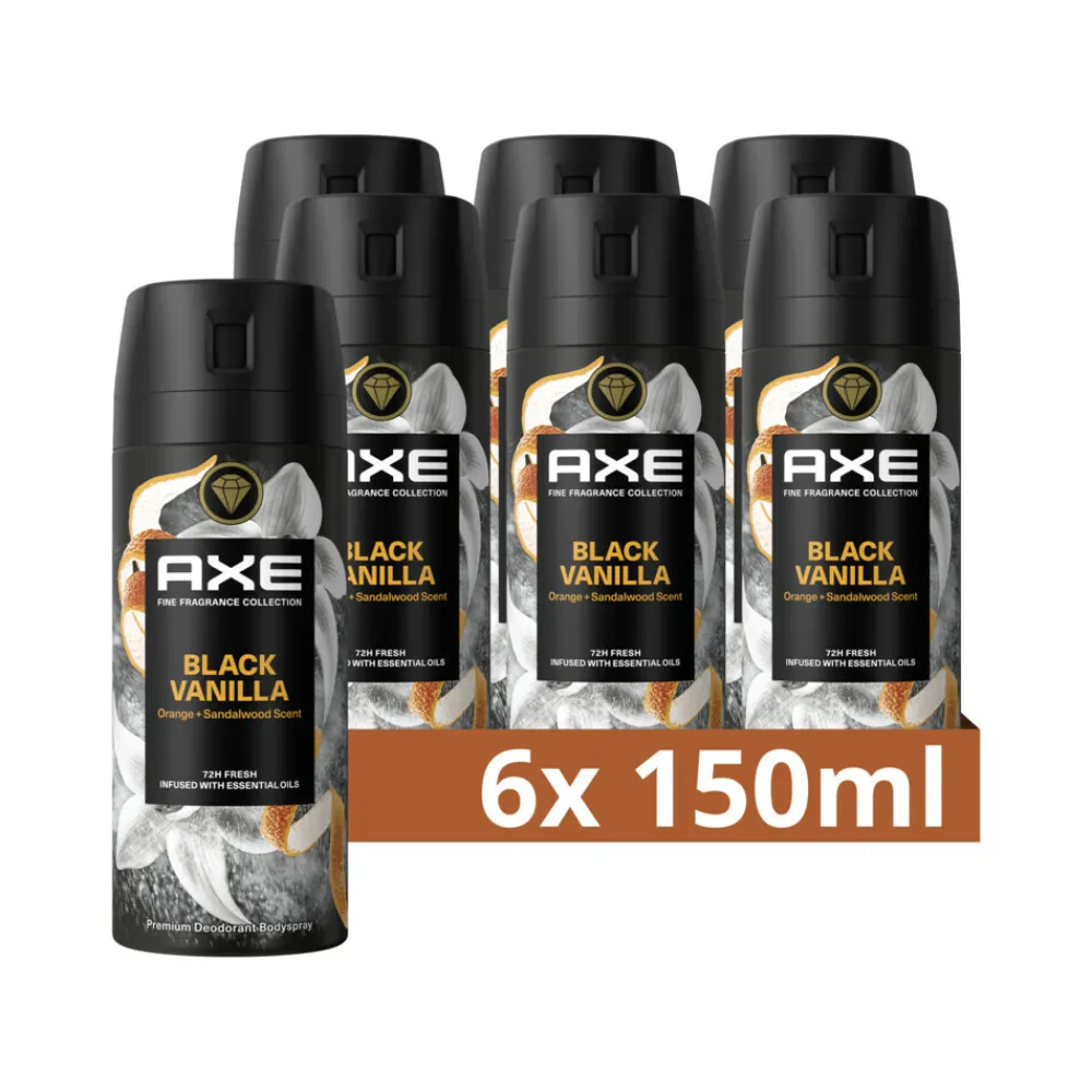 6x Deodorant Bodyspray Black Vanilla 150 ml^Axe Clearance