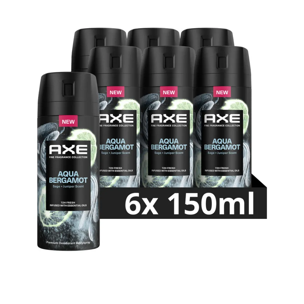6x Deodorant Bodyspray Aqua Bergamot 150 ml^Axe Hot