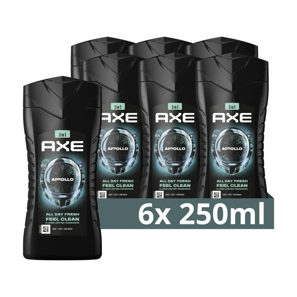 6x 3-in-1 Douchegel Apollo 250 ml^Axe