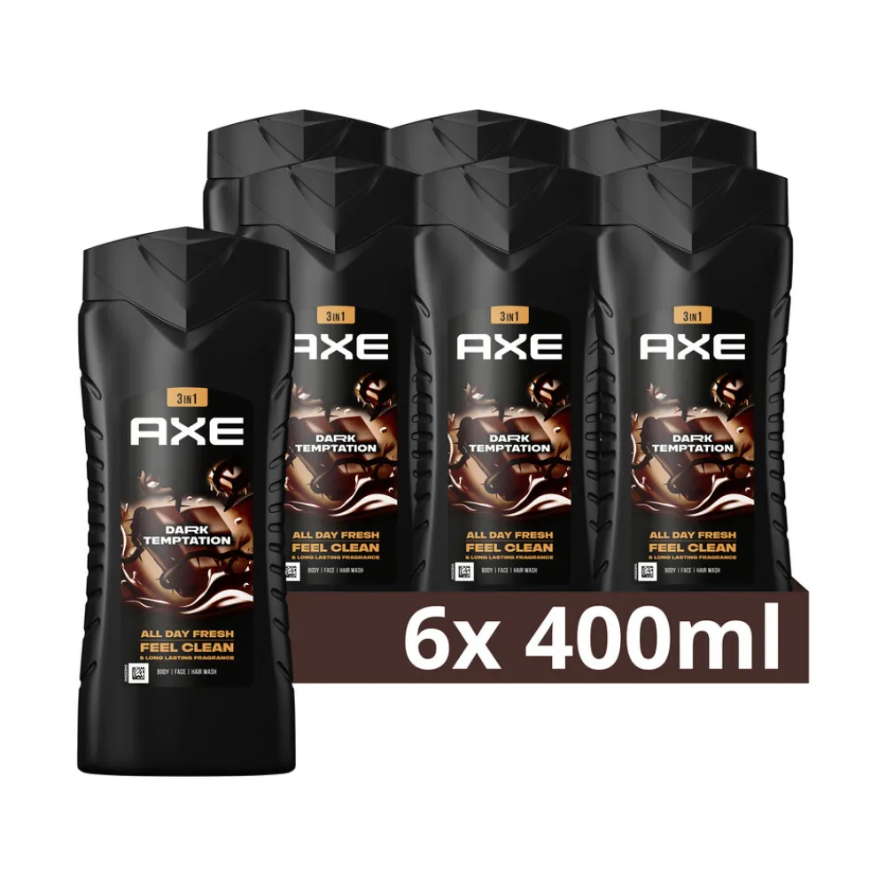 6x 3-in-1 Douchegel XL Dark Temptation 400 ml^Axe Discount