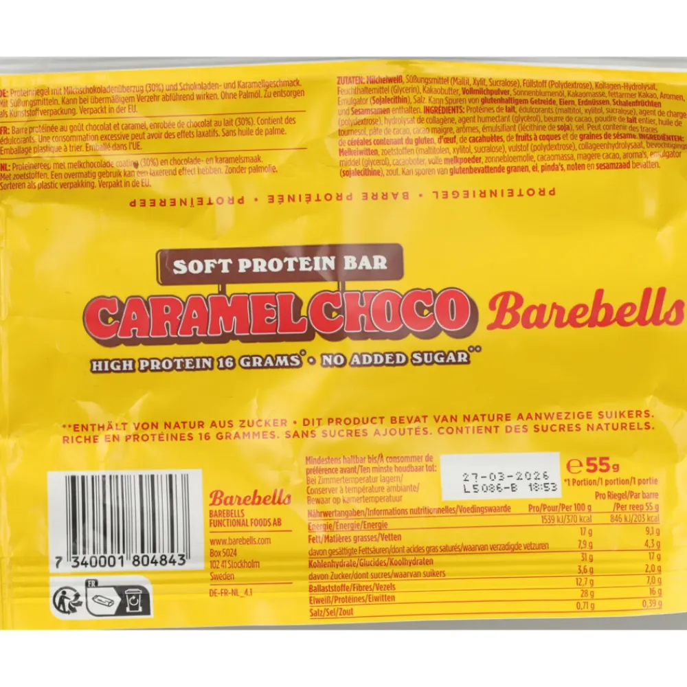 Sportvoeding & Drank|Snacks & Tussendoortjes<Barebells 12x Soft Protein Bar Caramel Choco 55 gr