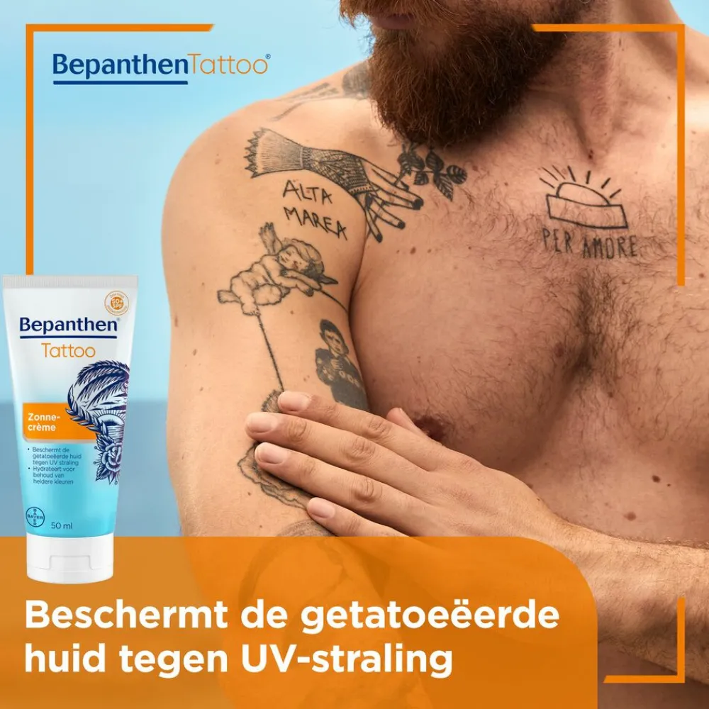 Zonbescherming<Bepanthen 2x Tattoo Zonnecrème 50 ml