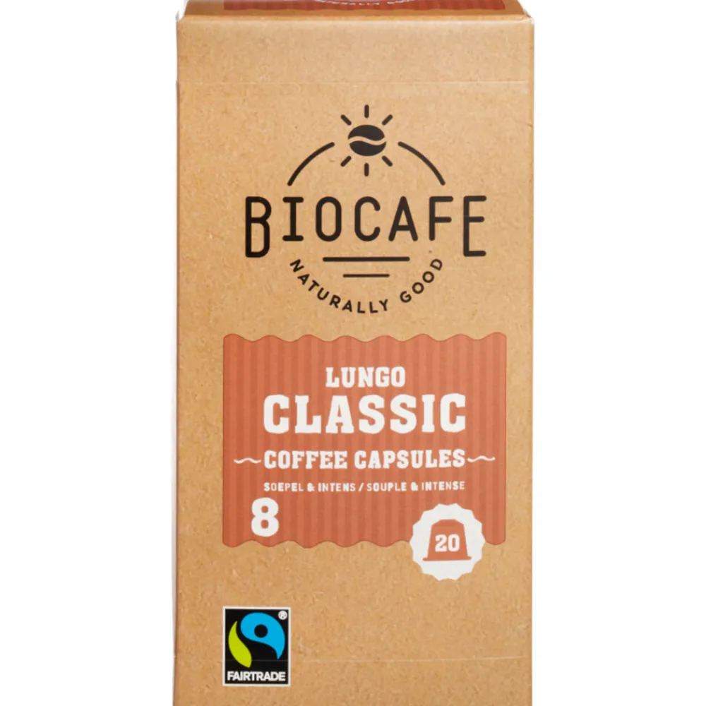 Koffie<Biocafe 6x Koffiecups Lungo 100 gr