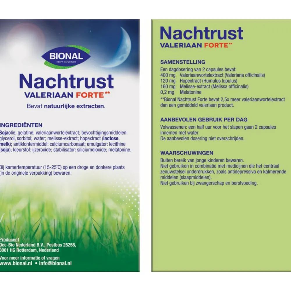 Rustgevend & Slapen|Speciale Bestanddelen<Bional 2x Nachtrust Valeriaan Forte 60 capsules